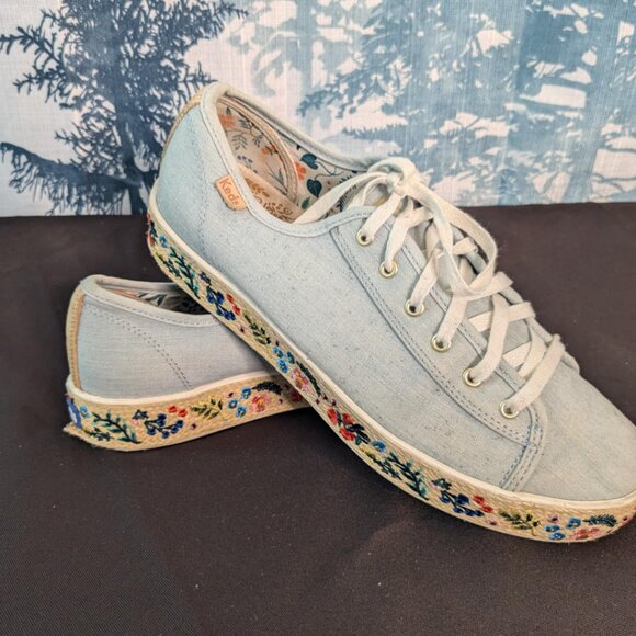 🌼 Garden Party Goals | Keds Embroidered Chambray Sneakers (Sz 8) - Picture 7 of 8